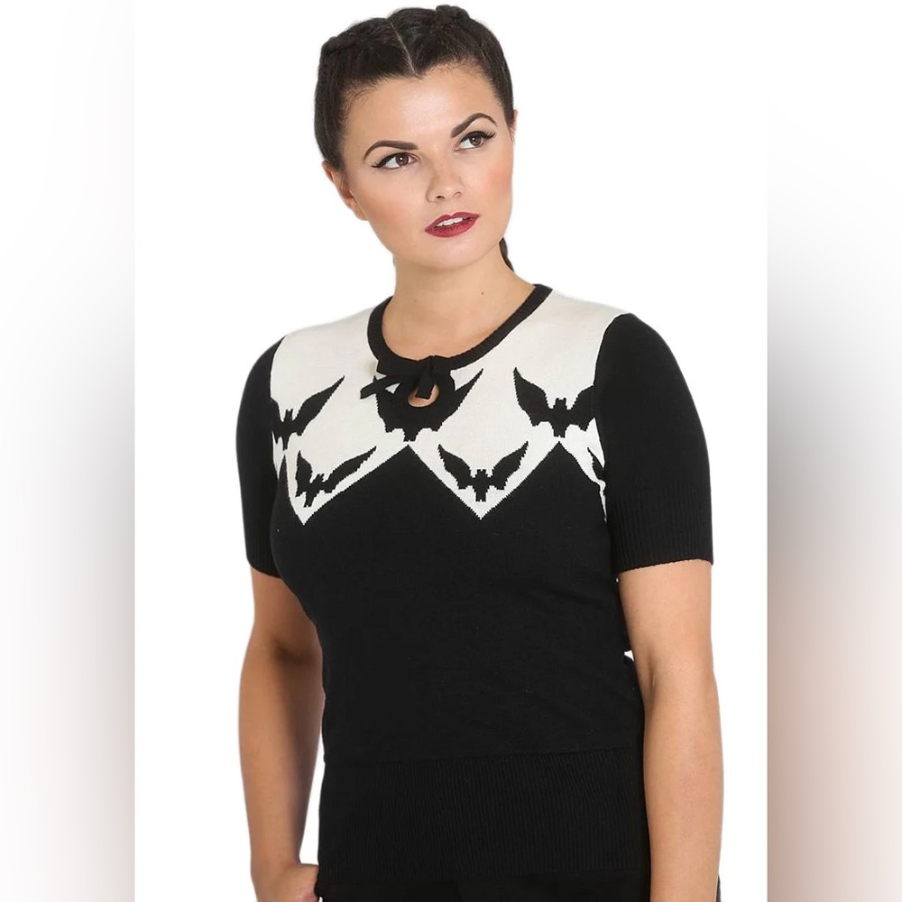 Hell Bunny Vamp Bat Sweater Size L Retro Style Gothic Sweater